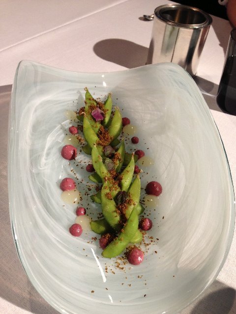 Edamame with Olive Puree and Lemon Curd