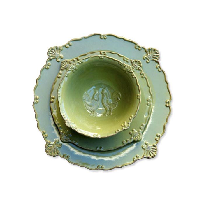 Rooster Dinnerware Set Green - The City Farm Rooster Dinnerware Set Green - The City Farm